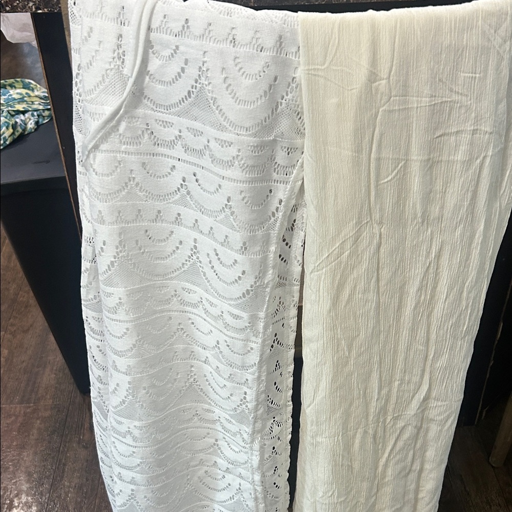 Chic White Lace Swim Coverup pants set of 2 NWOT